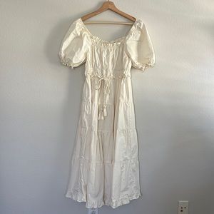 Moon River MIDI Puff Sleeve Dress in Cream